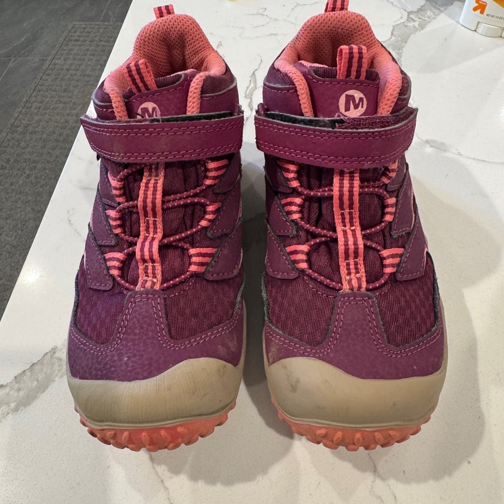 Merrell Purple and Pink Sneakers with Velcro Strap and Bungee Lacing